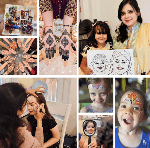 Nisha Art Illustration creating henna at an event